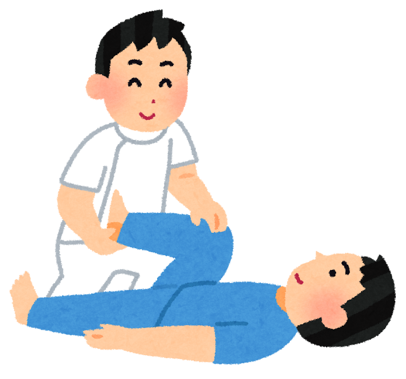 頸椎手術後の急性期リハビリで起立訓練を受ける男性